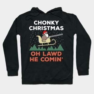 Oh Lawd He Comin Chonk Christmas Cat Santa Hoodie